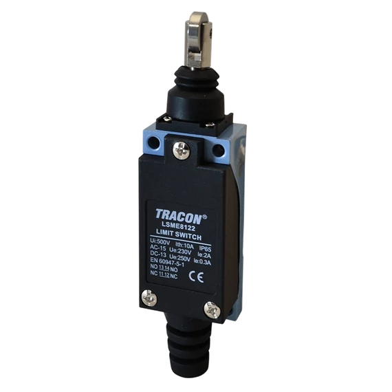 Helyzetkapcsoló, nyomógörgős 1xNO+1xNC, 2A/230V AC-15, 0,3A/250V DC-13, 90°, IP65 LSME8122