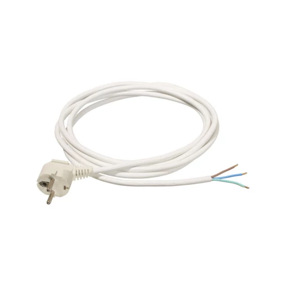 Szerelhető hálózati bekötő kábel fehér MT 3x1,5mm2 3fm H05VV-F