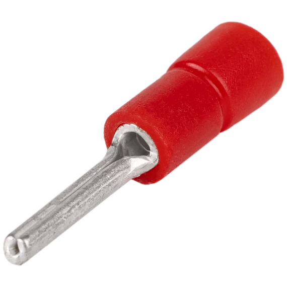 Szigetelt csapos saru, ónozott elektrolitréz, piros 1,5mm2, (l1=12mm, d1=1,8mm), PVC PCS