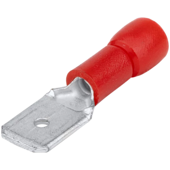 Szigetelt rátolható csatlakozó csap, sárgaréz, piros PCS5