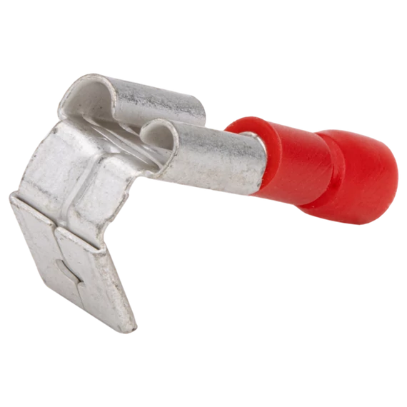 Szigetelt rátolható csatlakozó csap+hüvely, sárgaréz, piros PCSE