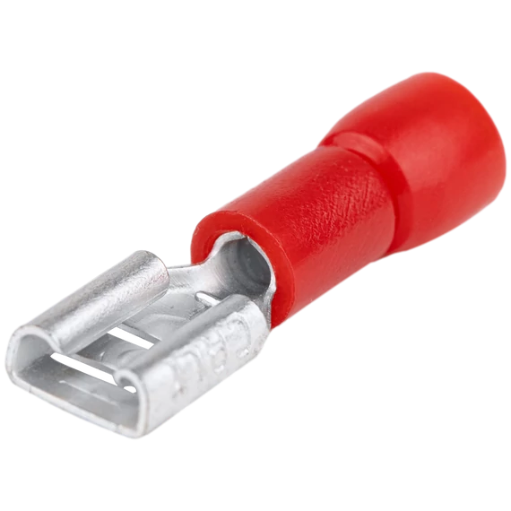 Szigetelt rátolható csatlakozó hüvely, sárgaréz, piros PCSH3