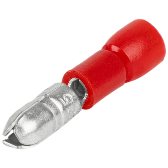 Szigetelt hengeres csatlakozó dugó, elektrolitréz, piros 1,5mm2, (d1=1,8mm, d2=4mm), PVC PH4