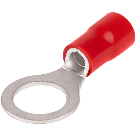 Szigetelt szemes saru, ónozott elektrolitréz, piros 10mm2, M10, (d1=4,7mm, d2=10,5mm),PVC PSZ10-10