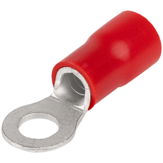 Szigetelt szemes saru, ónozott elektrolitréz, piros 10mm2, M6, (d1=4,5mm, d2=6,4mm),PVC PSZ10-6