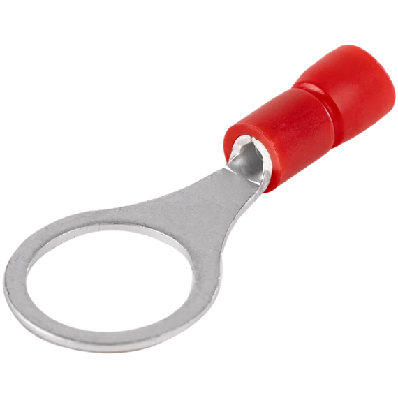 Szigetelt szemes saru, ónozott elektrolitréz, piros 1,5mm2, M10, (d1=1,7mm, d2=10,5mm), PVC PSZ10