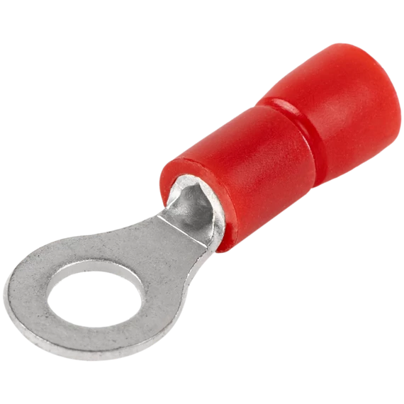 Szigetelt szemes saru, ónozott elektrolitréz, piros 1,5mm2, M4, (d1=1,7mm, d2=4,3mm), PVC PSZ4