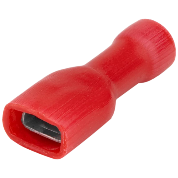 Teljes szigetelésű rátolható csatl. hüvely, sárgaréz, piros PTCSH6