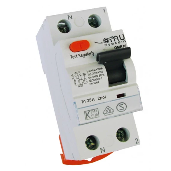 OMU SYSTEM omr10 2 pólusú 40A 0,03A fi relé "AC" típus 10kA omr102040003 