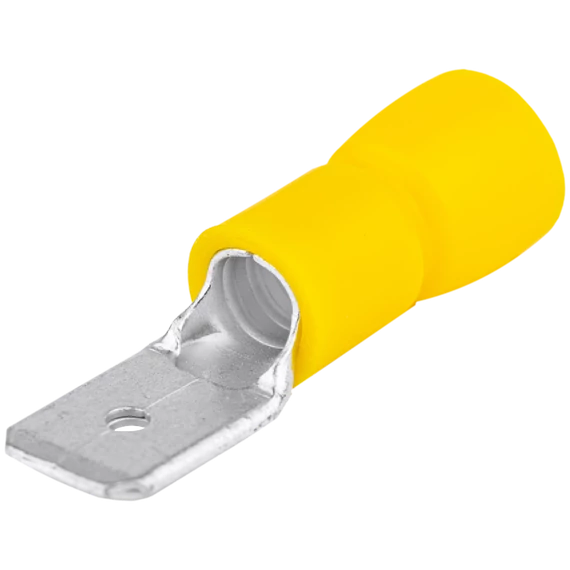 Szigetelt rátolható csatlakozó csap, sárgaréz, sárga SCS6