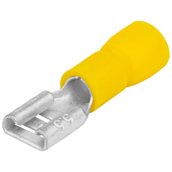 Szigetelt rátolható csatlakozó hüvely, sárgaréz, sárga SCSH6