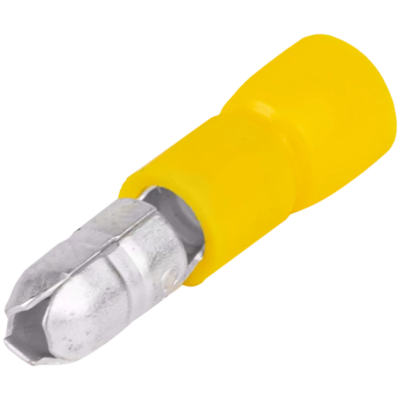 Szigetelt hengeres csatlakozó dugó, elektrolitréz, sárga 6mm2, (d1=3,5mm, d2=5mm), PVC SH4