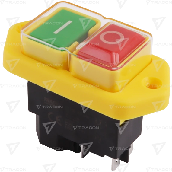 Relés biztonsági kapcsoló, csavarozható, sárga kerettel SSTM-04 Tracon