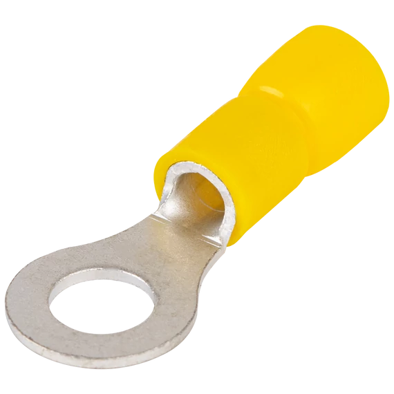 Szigetelt szemes saru, ónozott elektrolitréz, sárga 6mm2, M3, (d1=3,4mm, d2=3,7mm),PVC SSZ3