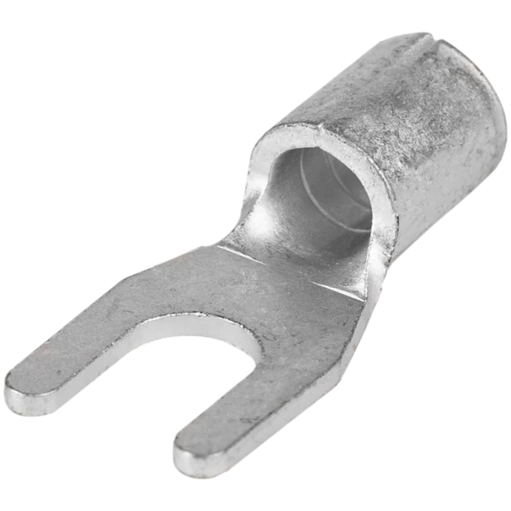 Szigeteletlen villás saru, ónozott elektrolitréz 10mm2, M6, (d1=4,5mm, d2=6,4mm) V10-6