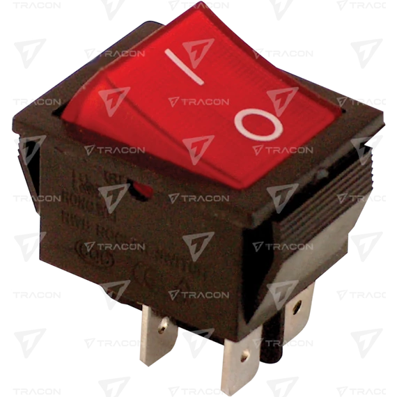 Készülékkapcsoló, BE-KI, 2p, világító, piros, 0-I felirattal TES-42 TRACON