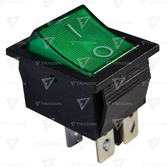 Készülékkapcsoló, BE-KI, 2P, világító, zöld, 0-I felirattal TES-44  TRACON