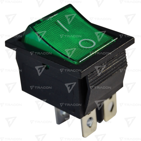 Készülékkapcsoló, BE-KI, 2P, világító, zöld, 0-I felirattal TES-44  TRACON