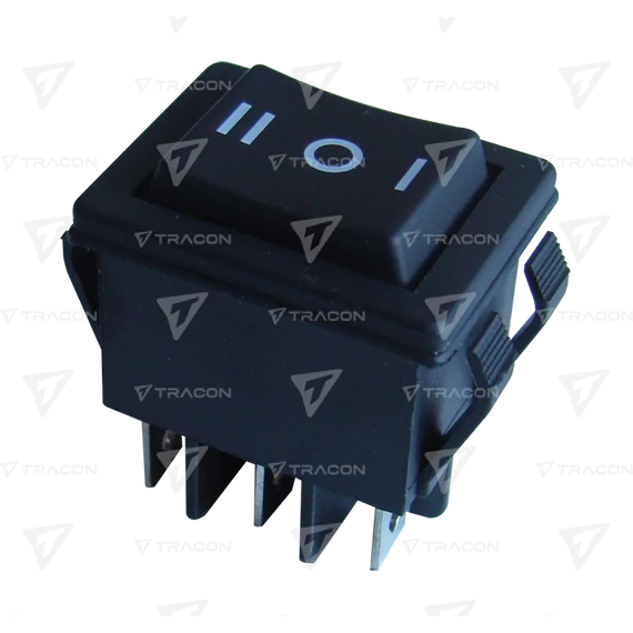 Készülékkapcsoló, VÁLTÓ, fekete, NYOMÓKAPCSOLÓ,  I-0-II felirat  TES-52-2  TRACON