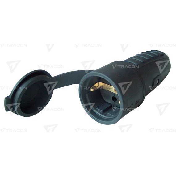 Csatlakozóaljzat oldalsó védőérintkezővel, gumi TICS-212G TRACON