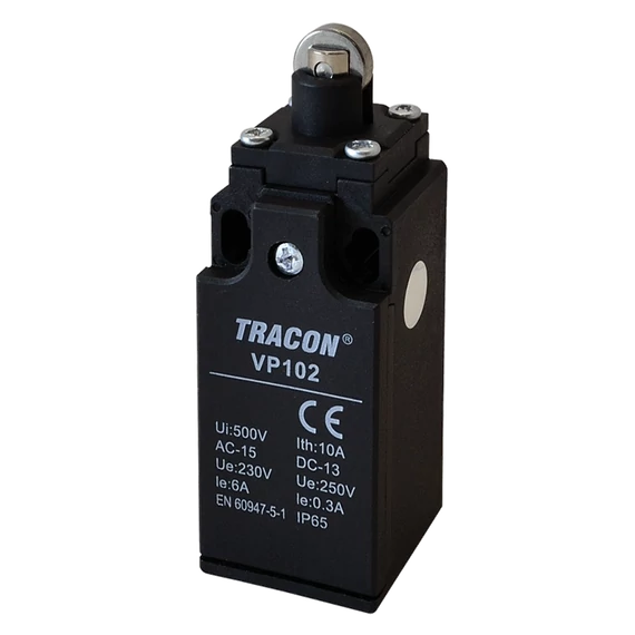 Helyzetkapcsoló, görgős 1xNO+1xNC, 6A/230V AC-15, 0,3A/250V DC-13, IP65 VP102
