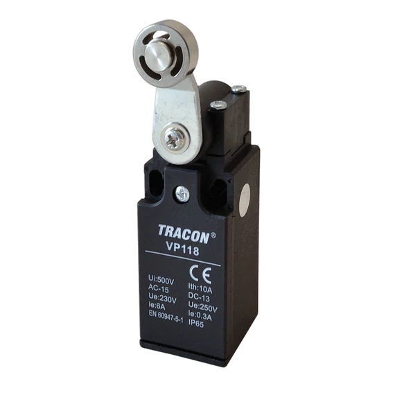 Helyzetkapcsoló, lengőkar-görgő 1xNO+1xNC, 6A/230V AC-15, 0,3A/250V DC-13, 28mm, IP65 VP118