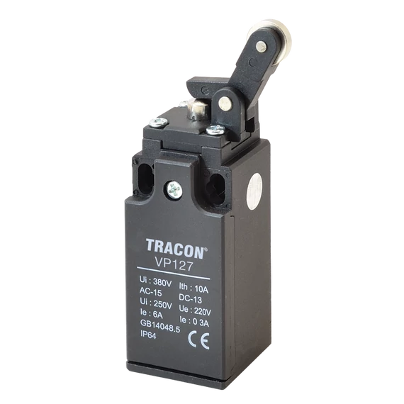 Helyzetkapcsoló, nyomógörgős 1xNO+1xNC, 6A/230V AC-15, 0,3A/250V DC-13, IP65 VP127