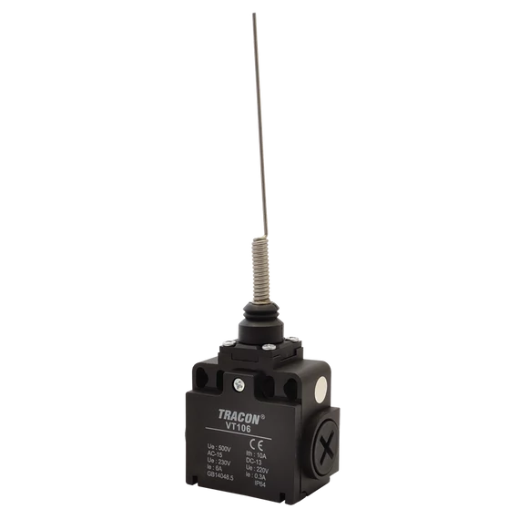Helyzetkapcsoló, lengőkar-görgő 1xNO+1xNC, 6A/230V AC-15, 0,3A/250V DC-13, IP65 VT106