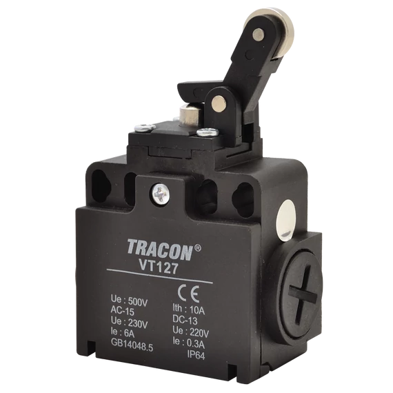 Helyzetkapcsoló, nyomógörgős 1xNO+1xNC, 6A/230V AC-15, 0,3A/250V DC-13, IP65 VT127