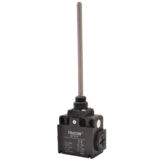 Helyzetkapcsoló, rugószáras (műanyag+acél) 1xNO+1xNC, 6A/230V AC-15, 0,3A/250V DC-13, IP65 VT171