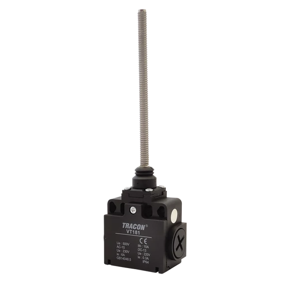 Helyzetkapcsoló, rugószáras (acél) 1xNO+1xNC, 6A/230V AC-15, 0,3A/250V DC-13, IP65 VT181