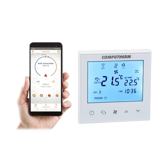 COMPUTHERM E280 FC Programozható digitális Wi-Fi fan-coil termosztát 2- és 4-csöves rendszerekhez