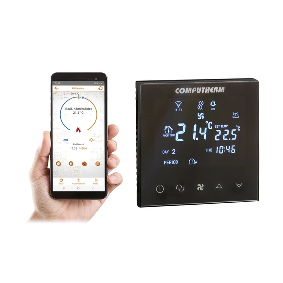 COMPUTHERM E300 FC Programozható digitális Wi-Fi fan-coil termosztát 2- és 4-csöves rendszerekhez