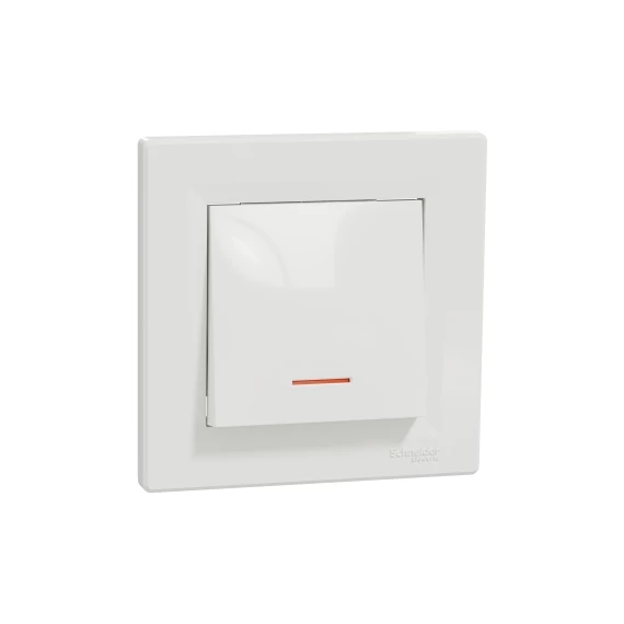 ASFORA Egypólusú kapcsoló, jelzőfényes, rugós bekötés, fehér eph1400121