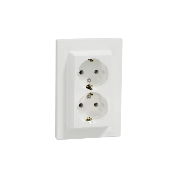ASFORA 2x2P+F csatlakozóaljzat, csavaros, kerettel, fehér eph9900121