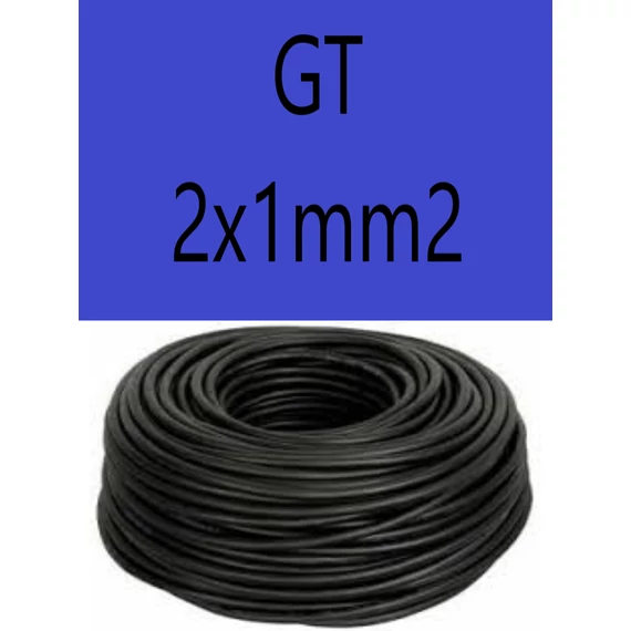 GT 2x1 fekete 300/500V gumikábel  H05RR-F 
