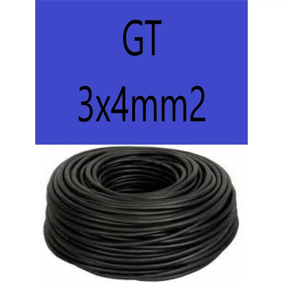 GT  3x4 fekete 300/500V gumikábel  H05RR-F 