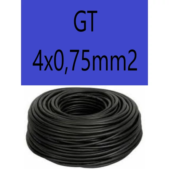 GT 4x0,75 fekete 300/500V gumikábel  H05RR-F 