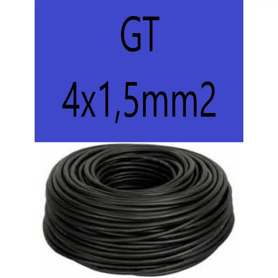 GT 4x1,5 fekete 300/500V gumikábel  H05RR-F 