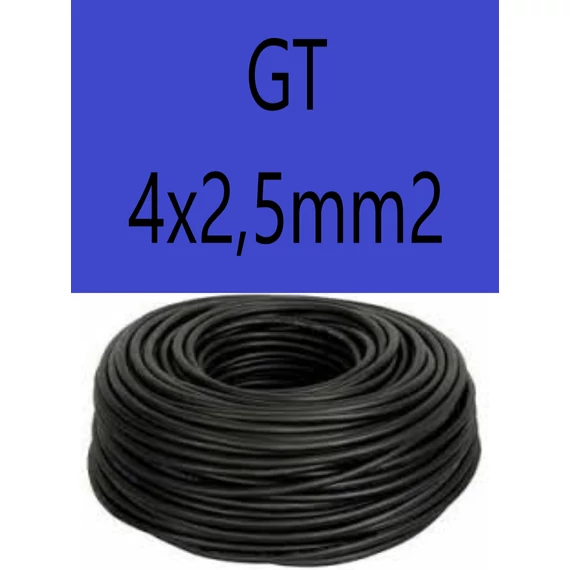 GT 4x2,5 fekete 300/500V gumikábel  H05RR-F 