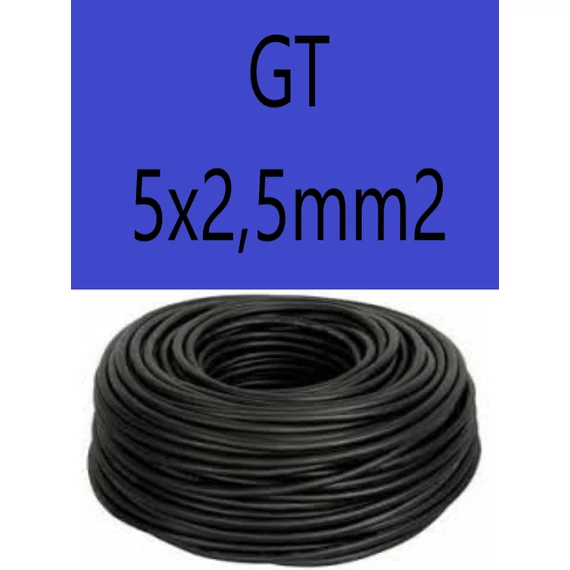 GT 5x2,5 fekete 300/500V gumikábel  H05RR-F 