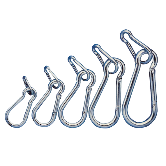 Karabiner, rugós, acél d=6mm, 800N RKARA6