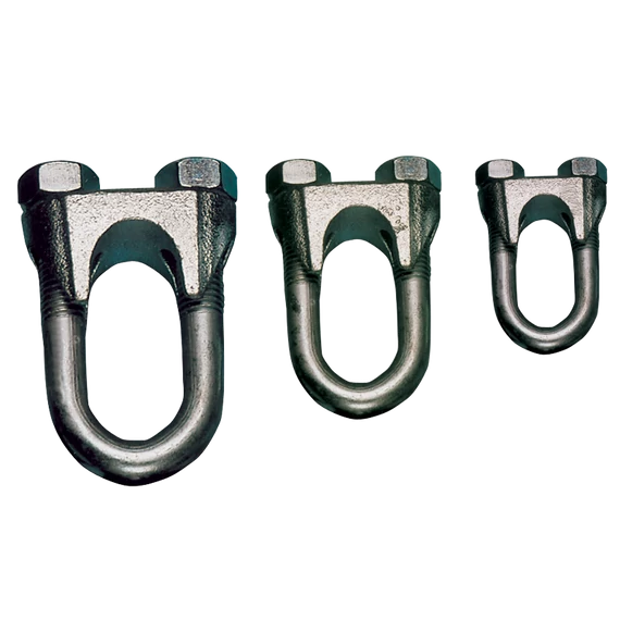 Sodronyszorító bilincs, U profil, acél+temperált öntvény d=6,3-8mm, M6 U08