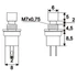 Kép 2/2 - Nyomógomb, 1 áramkör, 1,5 A - 250 V, OFF-(ON), fekete, 09005FK GLOBIZ