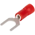 Kép 1/2 - Szigetelt villás saru, ónozott elektrolitréz, piros 1,5mm2, M3, (d1=1,7mm, d2=3,7mm), PVC PV3