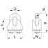 Kép 2/2 - Sodronyszorító bilincs, U profil, acél+temperált öntvény d=8-9mm, M8 U09