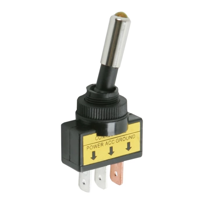 Karos kapcsoló, 1 áramkör, 20 A - 12 V DC, ON - OFF, sárga LED-del,  09058SA GLOBIZ