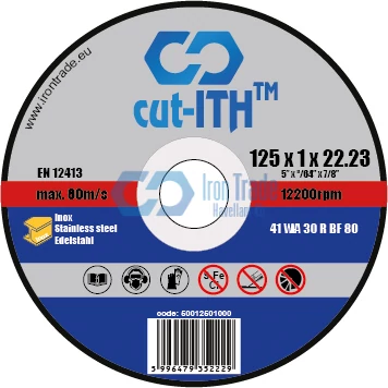 cut-ITH vágókorong, Inox, alak 41, WA30RBF, 125x1,0x22