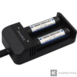 KeepPower LCD akku töltő Li-ion 2x 14500/16340/CR123/18650/32650 cellákhoz                                    