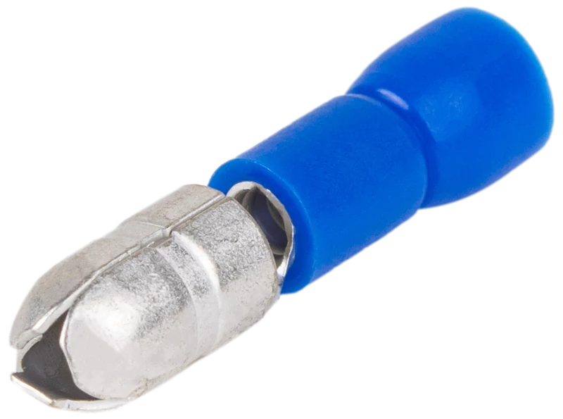 Szigetelt hengeres csatlakozó dugó, elektrolitréz, kék 2,5mm2, (d1=2,3mm, d2=5mm), PVC KH4